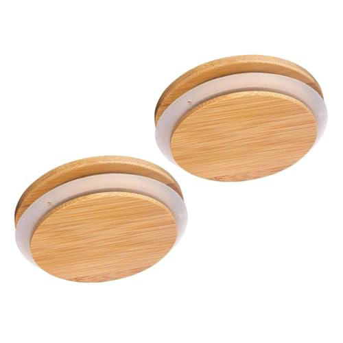 LOORGVEL 2 Stück Teiliges Bambusdeckel mit Silikondichtung Luftdichter Glasbehälter verschluss Passend für Verschiedene Vorratsgläser und Flaschen Flexibel Abdichtend Einfach zu Reinigen von LOORGVEL