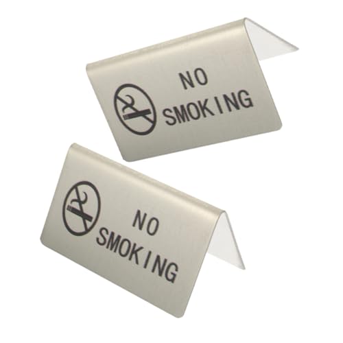 LOORGVEL 2 Stück Teiliges Edelstahl No Smoking Schild mit Klarer Gravur Doppelseitiges Rauchverbotsschild für Tischaufsteller Sichtbares Warnzeichen für Zuhause Büro Restaurants und LOORGVEL 2 Stück Teiliges Edelstahl No Smoking Schild mit Klarer Gravur Doppelseitiges Rauchverbotsschild für Tischaufsteller Sichtbares Warnzeichen für Zuhause Büro Restaurants und von LOORGVEL