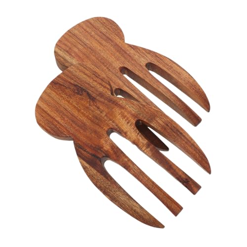 LOORGVEL 2 Stück Teiliges Holzsalatbesteck aus Robustem Akazienholz Ergonomisch Geformte Salatservierzangen und Löffel zum Mischen Wenden und Servieren von Salaten und Pasta Küche von LOORGVEL