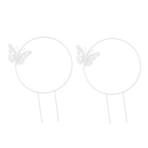 LOORGVEL 2 Stück Teiliges Pflanzengitter aus Robustem Eisen mit Schmetterlingsdesign Stabile Rankhilfe für Zimmer und Gartenpflanzen Dekoratives Klettergerüst Wetterbeständig Weiß von LOORGVEL