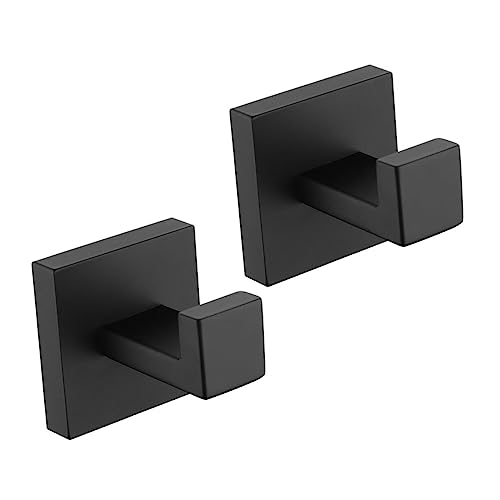 LOORGVEL 2 Stück Teiliges Wandhaken aus Edelstahl Schwarz Bohrbar Kompakt und Langlebig als Handtuch und Bademantelhalter für Bad Flur und Küche Einfache Wandmontage von LOORGVEL