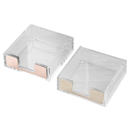 LOORGVEL 2 Stück Transparenter Notizhalter aus Acryl Stabiler Memo box Organizer mit Stifthalter für Schreibtisch Praktischer Papier Büroklammerhalter für Büro Schule und Studenten von LOORGVEL