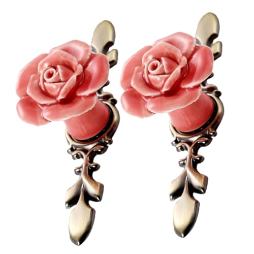 LOORGVEL 2 Stück Vintage Keramik Griffleiste Messingoptik Einzelmontage Schrankgriff Möbelgriff für Schränke Kleiderschrank Rosa von LOORGVEL
