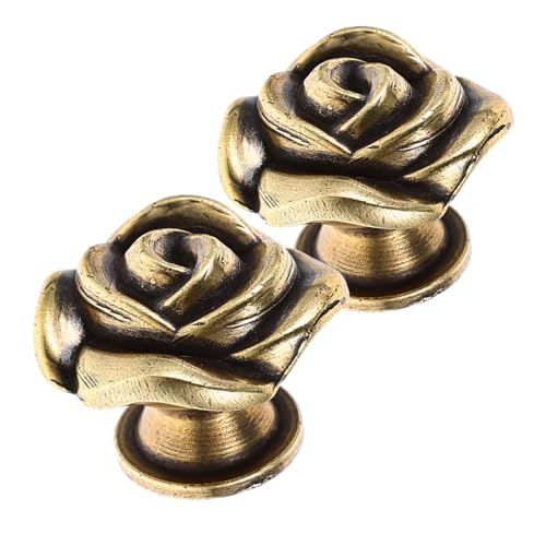 LOORGVEL 2 Stück Vintage Möbelknöpfe Blume Design Möbelgriffe Schrankknöpfe für Kommode und Kleiderschrank Einfache Montage Abgerundete Oberfläche Robust und Dekorativ von LOORGVEL