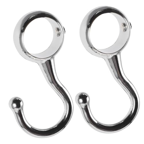 LOORGVEL 2 Stück Winddichte Haken Stabile Positionierungshaken für Gardinenstangen und Kleiderstangen Rostfrei Langlebig Einfache Montage für Runde Stangen mit Passendem Innendurchmesser von LOORGVEL