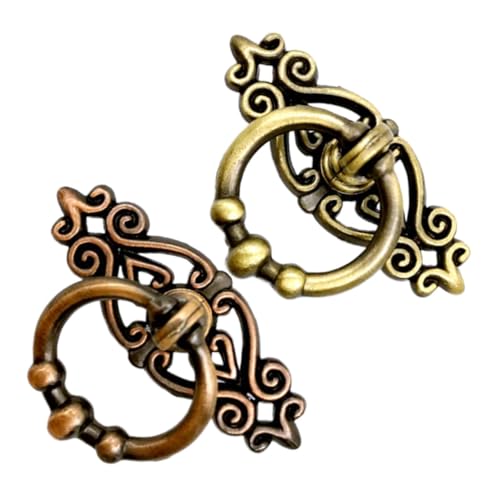 LOORGVEL 2 Stück Zinklegierung Vintage Möbelgriffe Schubladengriffe Retro Stil für Schränke Kommoden Kleiderschränke Grün Bronze und Rot Bronze Mehrzweck Griff Accessoire von LOORGVEL