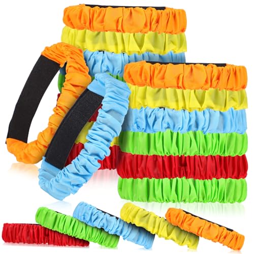 LOORGVEL 20 Stück Teiliges Elastische Beinbänder für Drei Bein Rennen Strapazierfähige Bindeseile Bunte Outdoor Rennbänder Leicht Dehnbar Schnell Anzulegen für Erwachsene von LOORGVEL