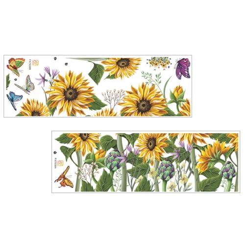 LOORGVEL 2Blätter Schmetterlinge Sonnenblumen Wandaufkleber Selbstklebende Dekorationsaufkleber für Kinderzimmer Wohnzimmer Bögen Wanddekoration LOORGVEL 2Blätter Schmetterlinge Sonnenblumen Wandaufkleber Selbstklebende Dekorationsaufkleber für Kinderzimmer Wohnzimmer Bögen Wanddekoration von LOORGVEL