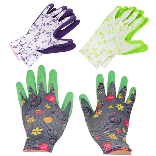 LOORGVEL 3 Paare Gartenhandschuhe Arbeitshandschuhe Robust Verschleißfest Vielseitig für Damen Herren Gartenarbeit Schutz Handschutz Ergonomisch von LOORGVEL