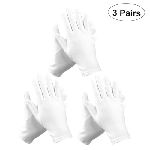 LOORGVEL 3 Paare Stretch Handschuhe Elastische Spandex Schmuck Inspektionshandschuhe Etikette Handschuhe Weiß Leicht Dehnbar Für Schmuckgeschäfte Kunsthandling Staubfreie von LOORGVEL
