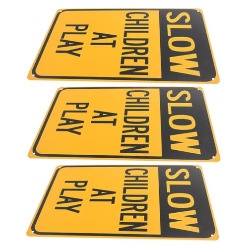 LOORGVEL 3 STÜCKE Teiliges Metall warnschild Slow Down für Straßen Wetterfestes Kindersicherheitsschild zur Verkehrsberuhigung Sichtbares Straßenschild für Wohngebiete und Nachbarschaften von LOORGVEL