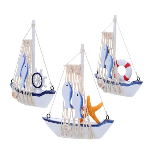 LOORGVEL 3 Stück Holz Segelboot Modelle Mediterraner Stil Küsten Deko Strandornamente Tischdekoration Nautische Holzdeko für Wohnräume und Sammler LOORGVEL 3 Stück Holz Segelboot Modelle Mediterraner Stil Küsten Deko Strandornamente Tischdekoration Nautische Holzdeko für Wohnräume und Sammler von LOORGVEL