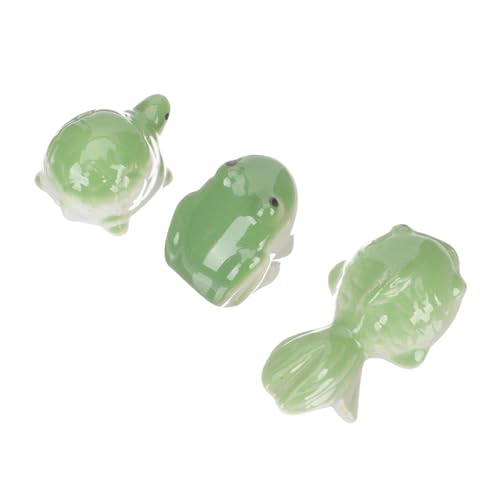 LOORGVEL 3 Stück Keramik Schwimmdeko Aquarium Ornament mit Frosch Schildkröte Kugel Langlebig Farbbeständig Feine Verarbeitung für Aquarium Teich Fischbecken Dekoration von LOORGVEL
