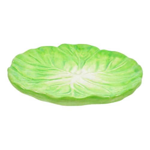 LOORGVEL 3 Stück Keramik Servierplatte Kohlblatt Design Leichtes Kreatives Obst und Desserttablett für Restaurant Zuhause Hochzeit Vielseitig Einsetzbar Küchenaccessoire von LOORGVEL