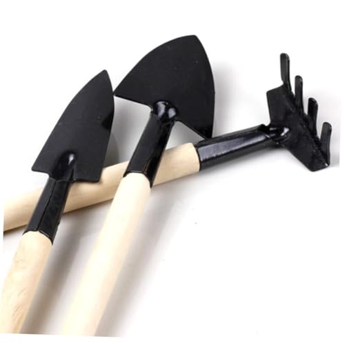 LOORGVEL 3 Stück Mini Gartenwerkzeug Set Teilig Kleine Pflanzhacke Rechen und mit Robustem Holzgriff Leichtes Handgerät für Gartenarbeit und Langlebiger Schwarzer Kompakte LOORGVEL 3 Stück Mini Gartenwerkzeug Set Teilig Kleine Pflanzhacke Rechen und mit Robustem Holzgriff Leichtes Handgerät für Gartenarbeit und Langlebiger Schwarzer Kompakte von LOORGVEL