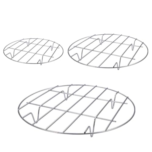 LOORGVEL 3 Stück Teiliges Edelstahl Dampfgarer Rack Vierbeinige Stabile Dämpfhalter Hitzebeständig Vielseitig für Fisch Gemüse Knödel und Andere Einfache Reinigung Langlebig und Rostfrei von LOORGVEL