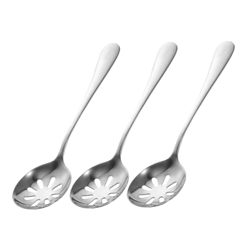 LOORGVEL 3 Stück Teiliges Edelstahl Schlitzlöffel mit Löchern Effektives Abtropfen Vielseitig zum Servieren von Pasta Salat Fleischbällchen Gesundes Serviergeschirr für Buffet Kompakt und von LOORGVEL