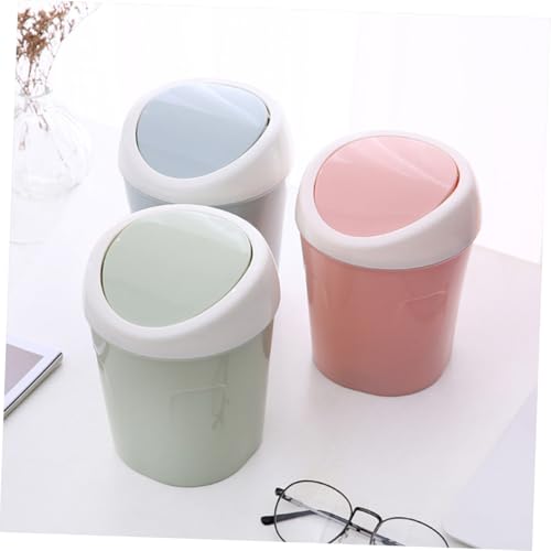 LOORGVEL 3 Stück Teiliges Mini Tischmülleimer mit Deckel aus Wiederverwendbarem Kompakt und Vielseitig für Büro Wohnzimmer Bad und Schlafzimmer Kleiner Abfalleimer für Krümel und Abfall von LOORGVEL