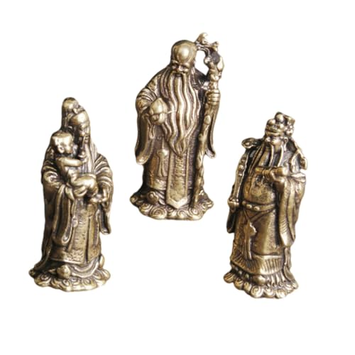 LOORGVEL 3 Stück Vintage Messing Ornament Teiliges Retro Desktop Dekoration Glücksbringer Langlebige Figuren für Büro Wohnzimmer Feng Shui Sammlerstück von LOORGVEL