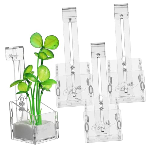 LOORGVEL 4 Aquarium Pflanzenhalter mit Haken Hochtransparent Robuster Wasserpflanzen Topf zur Dekoration und Pflanzenaufzucht im Fischbecken Einfach zu Montieren Vielseitig Einsetzbar von LOORGVEL