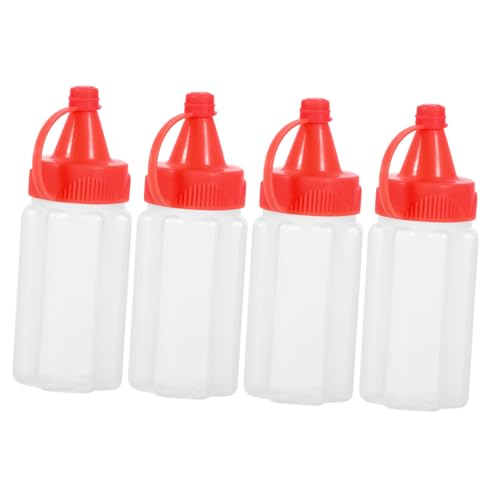 LOORGVEL 4 Stck. Teiliges Mini Quetschflaschen Kleine Saucenspender Auslaufsichere Gewürzflaschen für Ketchup Senf Salatdressing für Picknick Grill und Lunchbox Zubehör von LOORGVEL