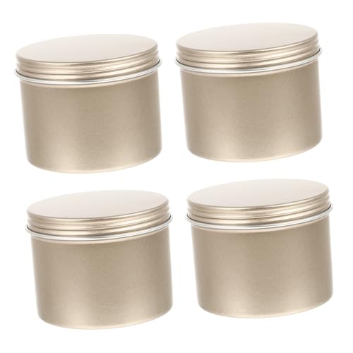 LOORGVEL 4 Stück Aluminium Schraubdose Mattgold Aufbewahrungsdose für Tee Schmuck DIY Kerzen Creme Behälter Langlebig Dicht und Wiederverwendbar von LOORGVEL