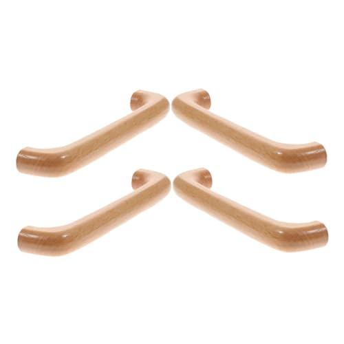 LOORGVEL 4 Stück Ergonomische Türpulls Unbehandeltem Holz mit Schrauben für Möbel Küchenschränke und Kleiderschränke von LOORGVEL
