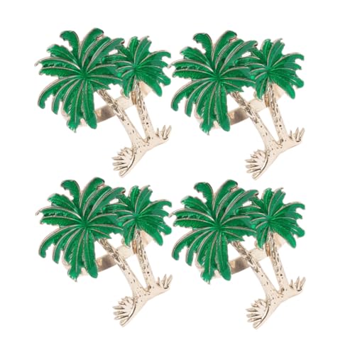 LOORGVEL 4 Stück Hawaiian Napkin Rings Sommerparty Serviettenringe mit Kokospalmen Motiv Luau Party Tischdeko Wiederverwendbar für Hochzeit Geburtstag Feier von LOORGVEL
