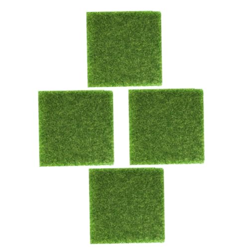 LOORGVEL 4 Stück Künstlicher Kunststoff Kunstrasen für DIY Gartendekoration Modellbau Mini Landschaft Langlebig und Farbbeständig von LOORGVEL