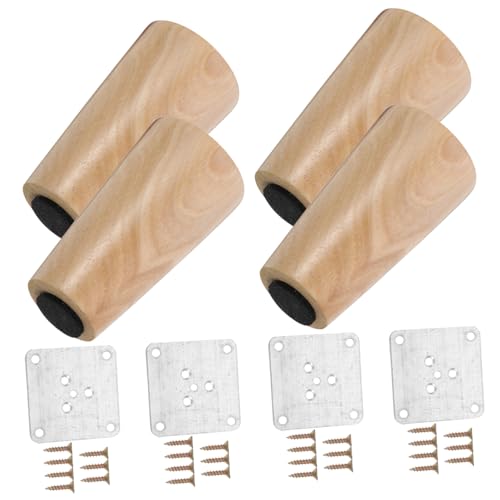 LOORGVEL 4 Stück Massive Holz möbelfüße Gerade Möbelbeine aus Robustem Vollholz für Bett Sofa Schrank Tisch Stabile Kratzfreie Ersatzfüße mit Glatter Oberfläche für Vielseitige von LOORGVEL