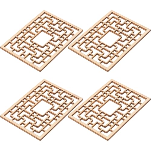 LOORGVEL 4 Stück Miniatur Chinesisches Fenster Modell Holz Fensterrahmen mit Funktionalen Klappbaren Elementen für Puppenhaus Dekoration DIY Basteln Chinesische Möbel Zubehör von LOORGVEL