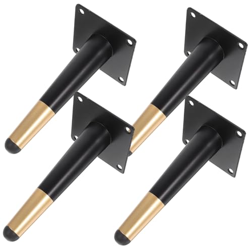 LOORGVEL 4 Stück Möbelfüße Metall Hohe Schräge Ersatz Beine für Schrank Sofa Couchtisch Stabile Möbelbeine für DIY Möbelprojekte Modernes Design Schwarz Goldene Akzente von LOORGVEL