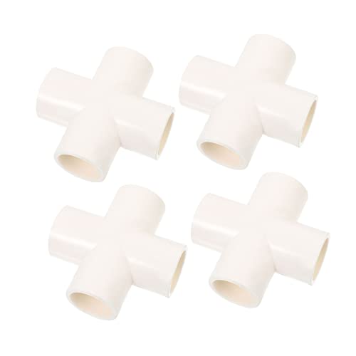 LOORGVEL 4 Stück PVC Verbindungsstück Weiß Stabile Reibungslose Wasserrohradapter für DIY Garten Gewächshaus Möbel und Pool Anwendungen von LOORGVEL