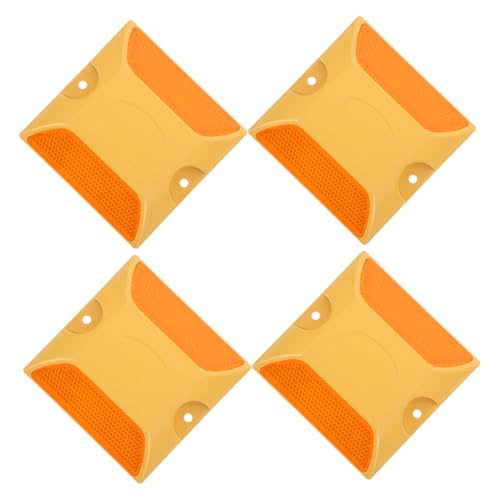 LOORGVEL 4 Stück Reflektierende Kunststoff Ridge Plates Langlebige Highway Buffer Pads mit Hoher Druckbeständigkeit Wetterfest Gelb für Effektive Geschwindigkeitsreduzierung und Sichere von LOORGVEL