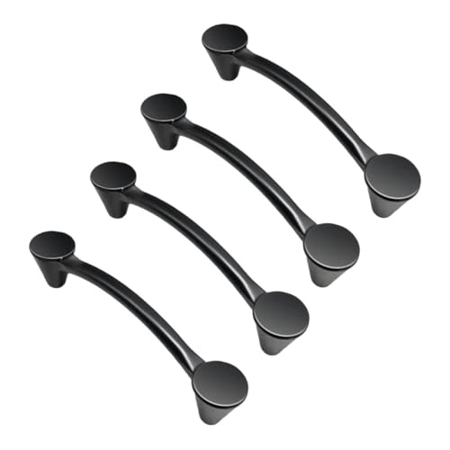 LOORGVEL 4 Stück Schwarze Schrankgriffe aus Aluminiumlegierung Bridge Form Lochabstand Möbelgriffe für Küchenschrank Schublade Kleiderschrank Vintage Farbe Pflegeleicht von LOORGVEL