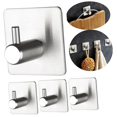 LOORGVEL 4 Stück Stark Klebehaken Traceless Türhänger für Handtücher Küche und Bad Rostfrei und Installieren von LOORGVEL