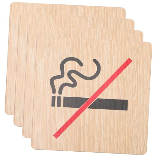 LOORGVEL 4 Stück Teiliges Holz Warnschild Rauchverbot Nichtraucher Schild Wetterfest für Hotel Gasstation Wandmontage Geeignet von LOORGVEL