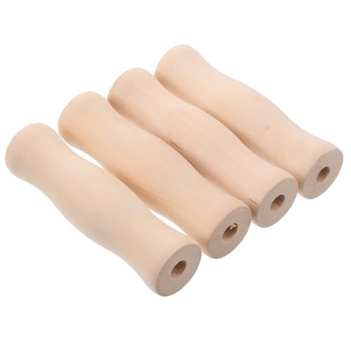 LOORGVEL 4 Stück Teiliges Holzgriffe mit Loch Hitzebeständig Rutschfest Stabile Griffe Ersatz für Grillbesteck Outdoor Kochen Camping von LOORGVEL