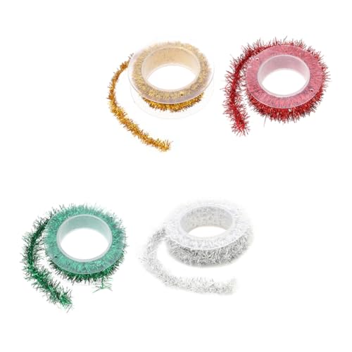 LOORGVEL 4 Stück Teiliges Lametta Girlanden Dünn Metallic Bunte Weihnachtsdeko in Gold Rot Grün Silber Wiederverwendbar Leicht Vielseitig für Christbaum Geschenkverpackung Party und LOORGVEL 4 Stück Teiliges Lametta Girlanden Dünn Metallic Bunte Weihnachtsdeko in Gold Rot Grün Silber Wiederverwendbar Leicht Vielseitig für Christbaum Geschenkverpackung Party und von LOORGVEL