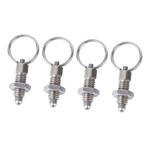 LOORGVEL 4 Stück Teiliges Positionierungsstifte mit Zugringen Federbetätigte Knopfplunger für Präzise Anwendungen Langlebig und Rostbeständig von LOORGVEL