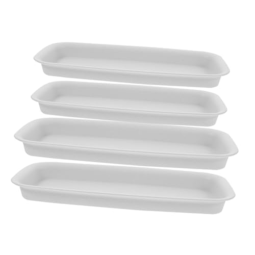 LOORGVEL 4 Stück Teiliges Rechteckige Pflanzentropfschalen Tiefem Auffangrillen Design Wasserundurchlässig Leicht zu Reinigen Passend für Verschiedene Blumentöpfe als und Pflanzuntersetzer von LOORGVEL