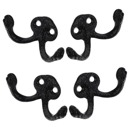 LOORGVEL 4 Stück Teiliges Schwarzes Wandhaken Legierung Robuste Badezimmerhaken zur Wandmontage Multifunktional für Handtücher Mäntel Taschen Installieren Langlebig und Platzsparend von LOORGVEL