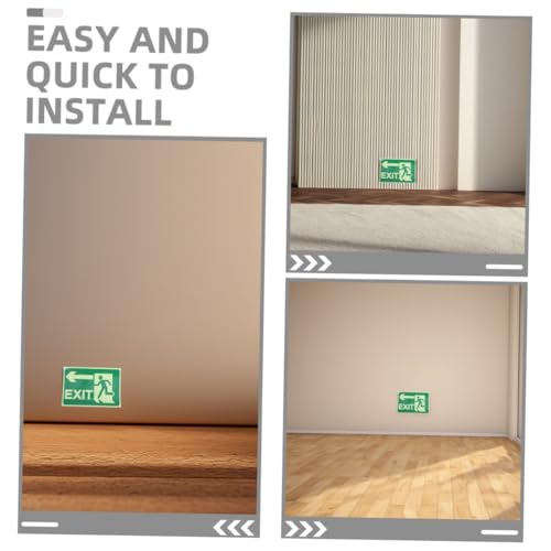 LOORGVEL 4 Stück Teiliges Selbstklebendes Nachleuchtendes Notausgangsschild mit Reflektierendem UV schutz Geeignet für Innen Außenbereiche zur Sicheren Fluchtwegkennzeichnung und von LOORGVEL