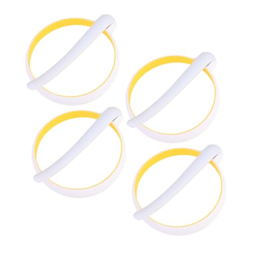 LOORGVEL 4 Stück Teiliges Silikon Eierringe Rund mit Griff Antihaftbeschichtet Hitzebeständig für Spiegeleier Pfannkuchen Omeletts Schnelles Frühstück Einfache Handhabung Küchenhelfer von LOORGVEL