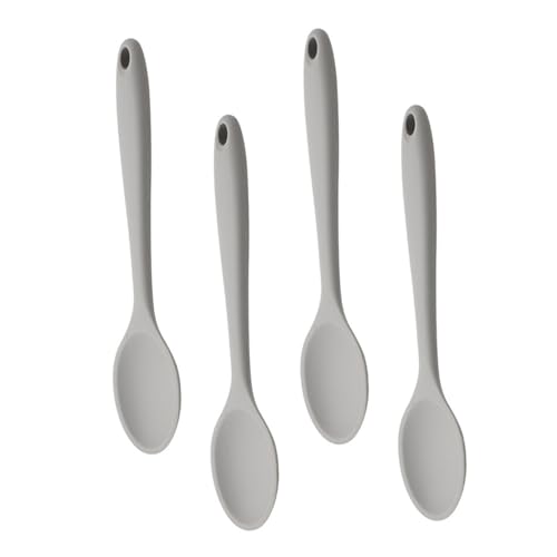 LOORGVEL 4 Stück Teiliges Silikon Löffel Hitzebeständig Antihaftbeschichtet Ergonomisch Geformt Vielseitig Einsetzbar für Kochen Rühren und Servieren Geeignet für Beschichtete Pfannen von LOORGVEL