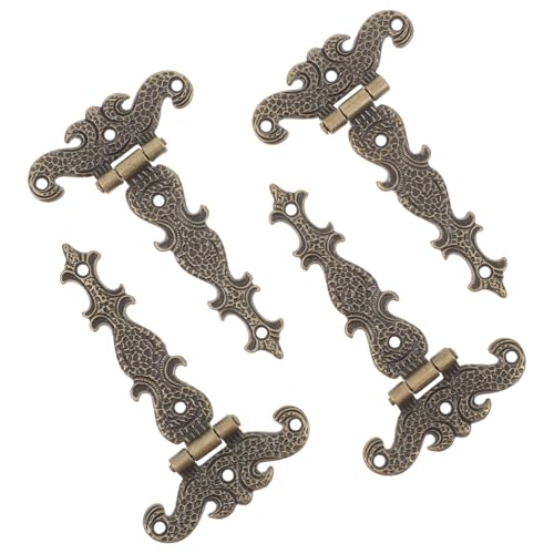 LOORGVEL 4 Stück Teiliges Vintage Scharnier aus Robustem Zinklegierung mit Hammerschlag optik Kleine Scharniere für Schmuckkästen Holzkisten Möbel und Dekorative Reparatur Antikes Design von LOORGVEL