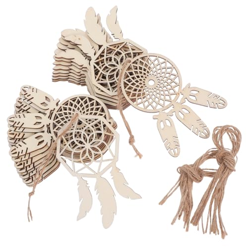 LOORGVEL 40 Stück Holz Traumfänger Unbehandelte Holz-diy Bastelmaterialien Blanko Holzanhänger zum Bemalen Kreatives Boho Schlafzimmer Wanddeko Zubehör Stabile Holzformen für Wandgestaltung von LOORGVEL