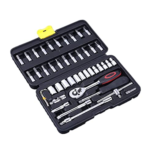 LOORGVEL 46 Stück Teiliges Auto Reparaturset mit Ratschen Werkzeug Vanadium Stahl Tragbarer Werkzeugkoffer für Professionelle und Haushalt Vielseitiges Ratschen Werkzeugset LOORGVEL 46 Stück Teiliges Auto Reparaturset mit Ratschen Werkzeug Vanadium Stahl Tragbarer Werkzeugkoffer für Professionelle und Haushalt Vielseitiges Ratschen Werkzeugset von LOORGVEL