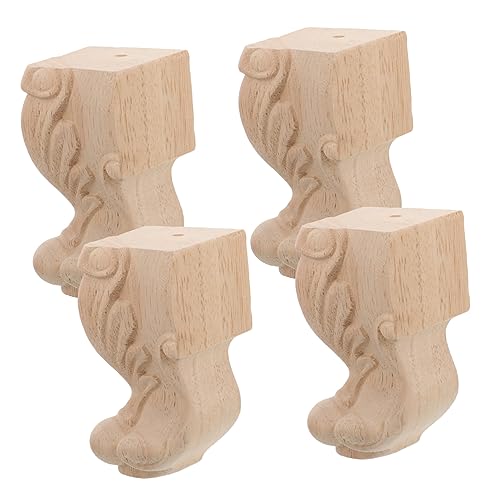 LOORGVEL 4Stücke Möbelbeine Massivem Holz mit Geschnitztem Ersatzmöbelbeine für Sofa und Schrank Elegante Europäische Designbeine von LOORGVEL