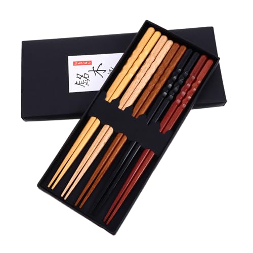 LOORGVEL 5 Paare Japanische Holz Essstäbchen Rutschfest Wiederverwendbar Glatte Oberfläche Leicht zu Reinigen für Zuhause und Restaurant Sushi Essbesteck aus Premium Holz LOORGVEL 5 Paare Japanische Holz Essstäbchen Rutschfest Wiederverwendbar Glatte Oberfläche Leicht zu Reinigen für Zuhause und Restaurant Sushi Essbesteck aus Premium Holz von LOORGVEL